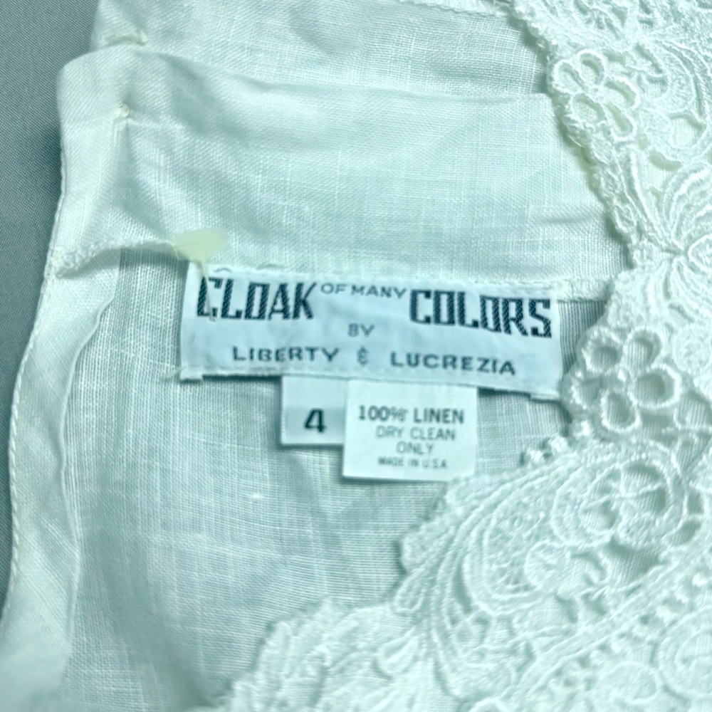 Vintage Cloak of Many Colors White Linen Lace Blouse Cottagecore Victorian Top 4 - Picture 9 of 13
